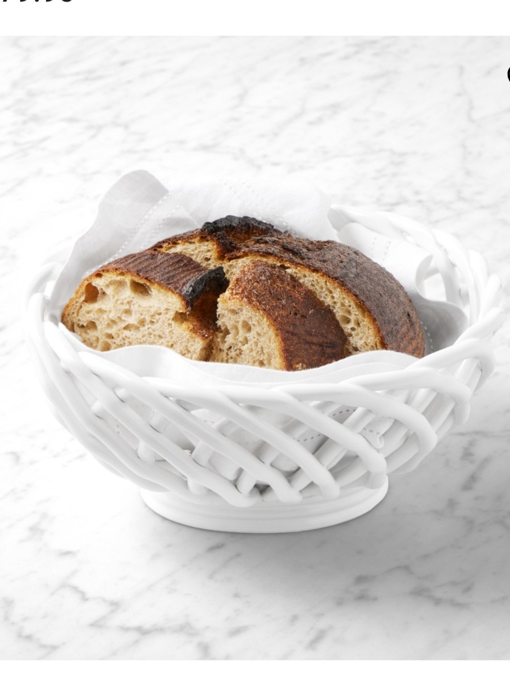 Williams Sonoma White Woven Ceramic Bread Basket